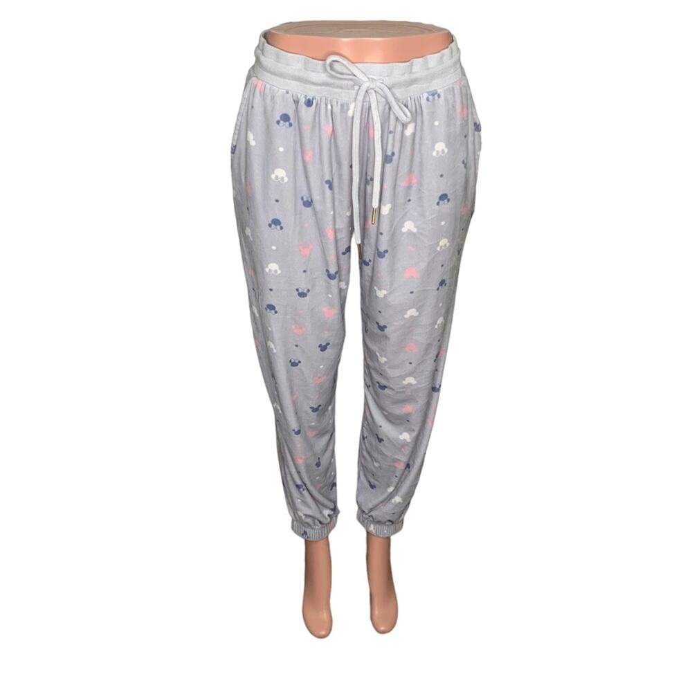 Disney Pajama Pants Mickey and Minnie Pattern Print Size M Gray Super So… - Picture 1 of 10